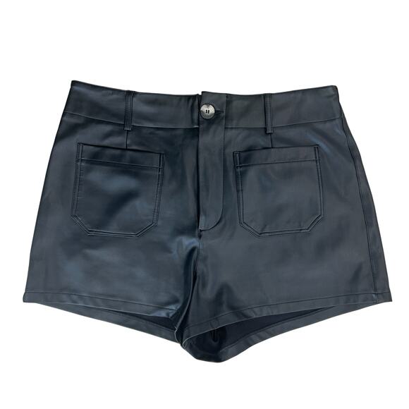 Maeve Anthropologie The Collette Black Faux Leather Shorts Womens Size 32 - Picture 1 of 4